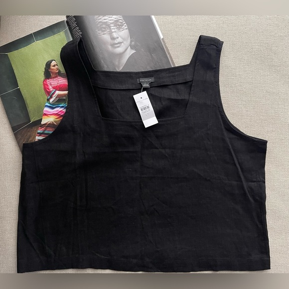 New Ann Taylor Square Neck Tank Top/Blouse In Black Size LT - Picture 6 of 9